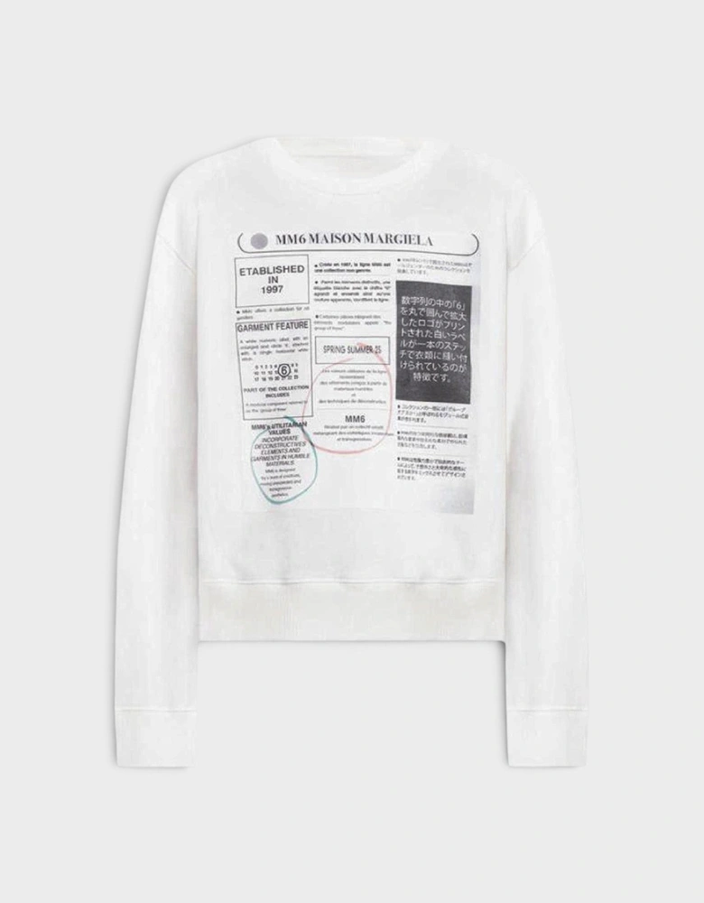 MM6 Newspaper Print Sweatshirt Off White