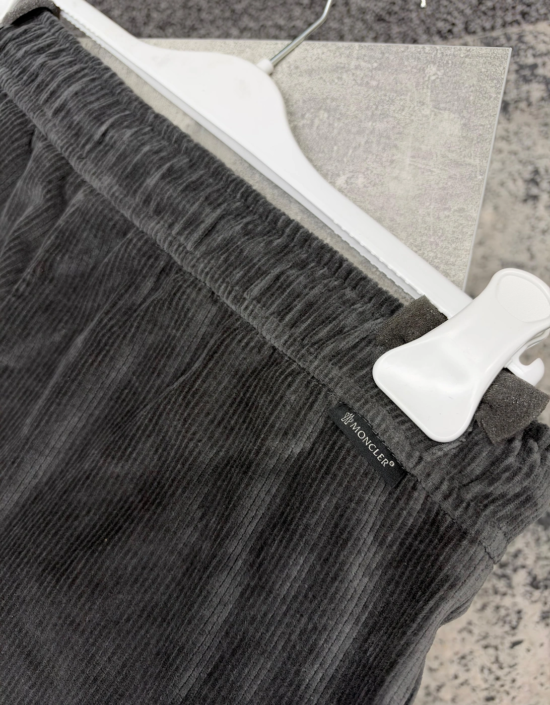 MONCLER CORDUROY STRAIGHT LEG PANTS DARK GREY