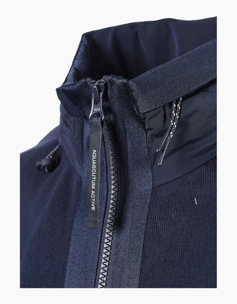 AQUASCUTUM COTTON KNITTED FULL ZIP SWEATSHIRT NAVY
