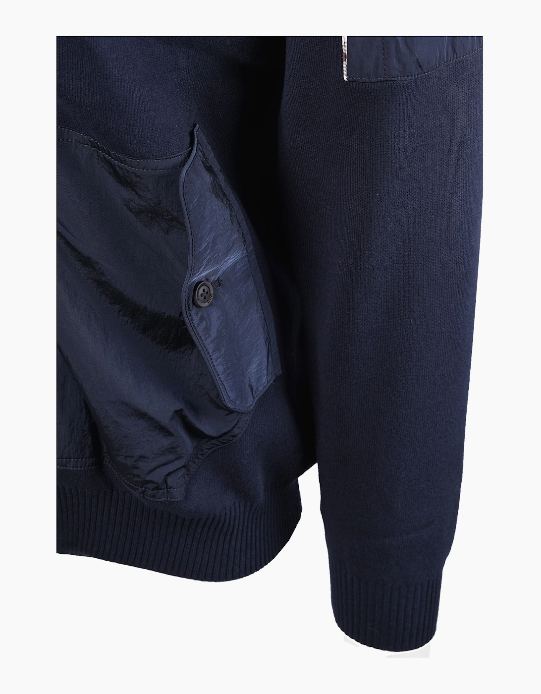 AQUASCUTUM COTTON KNITTED FULL ZIP SWEATSHIRT NAVY