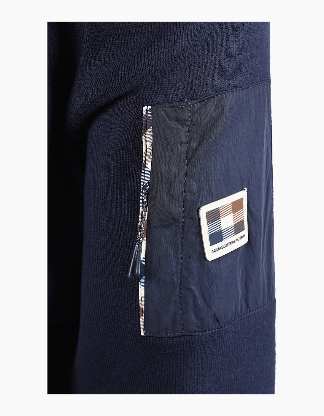 AQUASCUTUM COTTON KNITTED FULL ZIP SWEATSHIRT NAVY