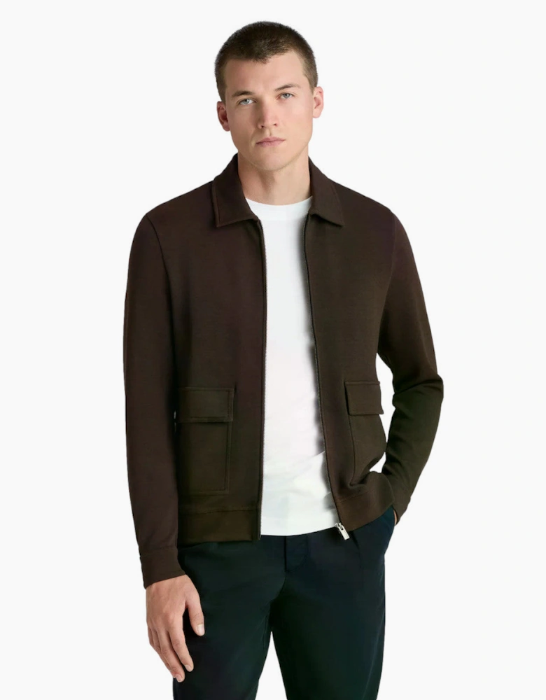 Remus Uomo Jersey Zip Through Overshirt 49 Brown