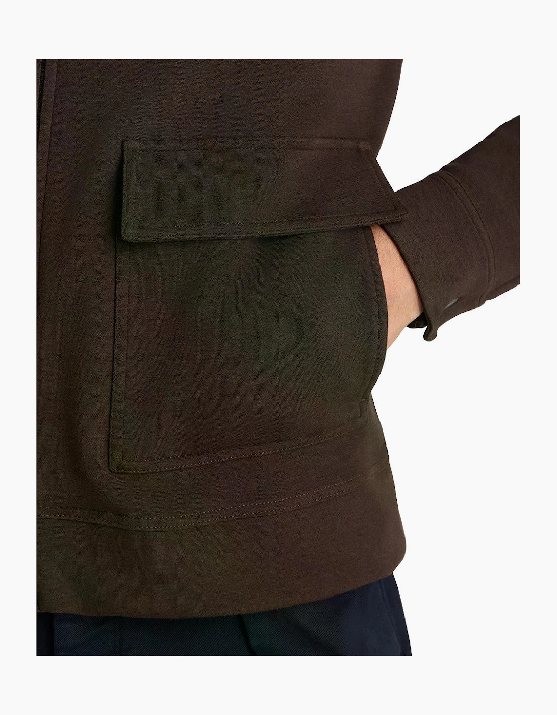 Remus Uomo Jersey Zip Through Overshirt 49 Brown