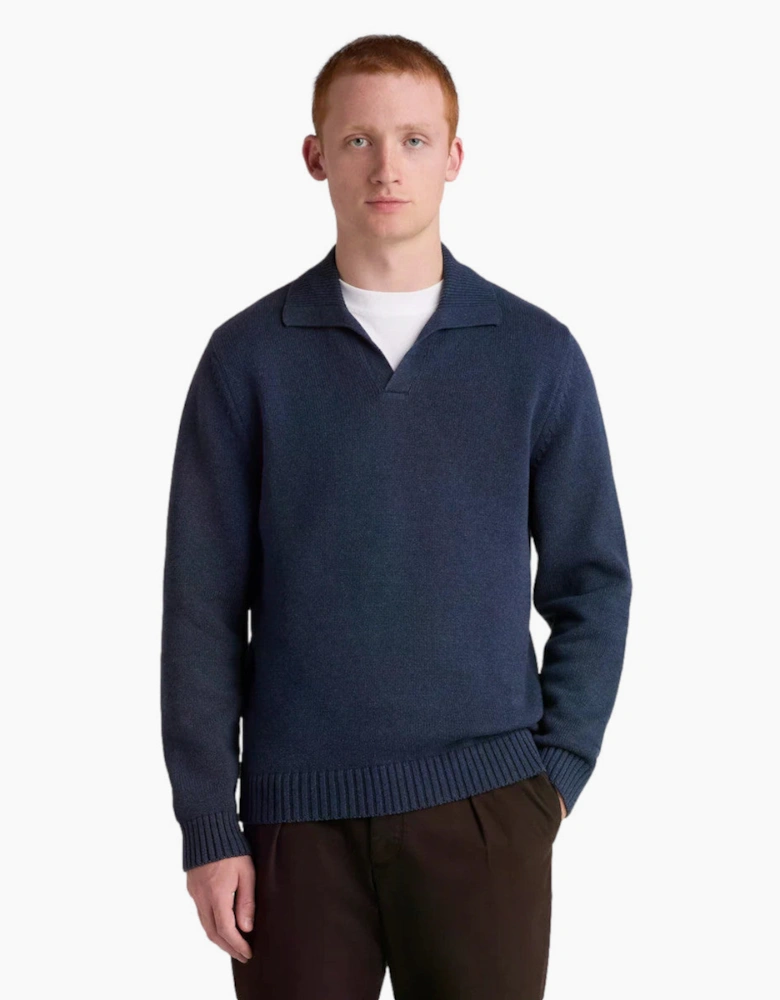 Remus Uomo Chunky Open Collar sweater 28 Navy