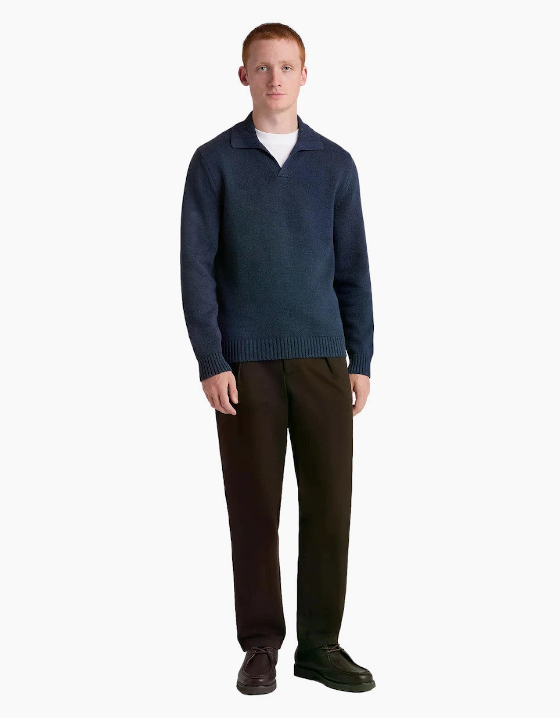 Remus Uomo Chunky Open Collar sweater 28 Navy