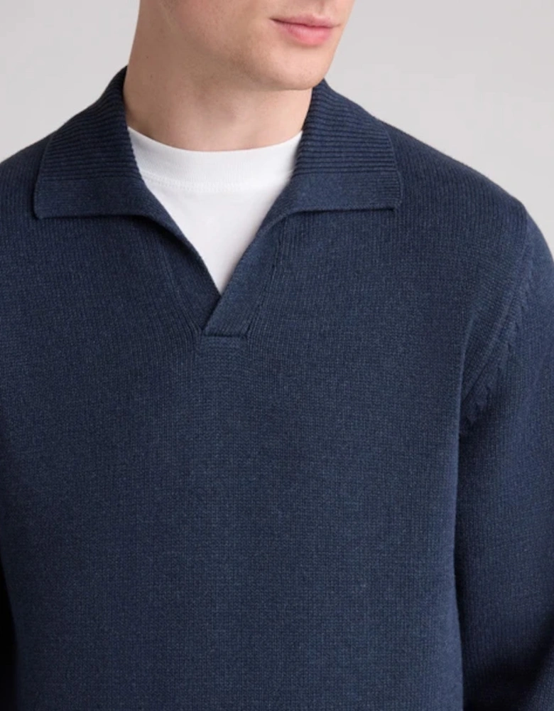 Remus Uomo Chunky Open Collar sweater 28 Navy