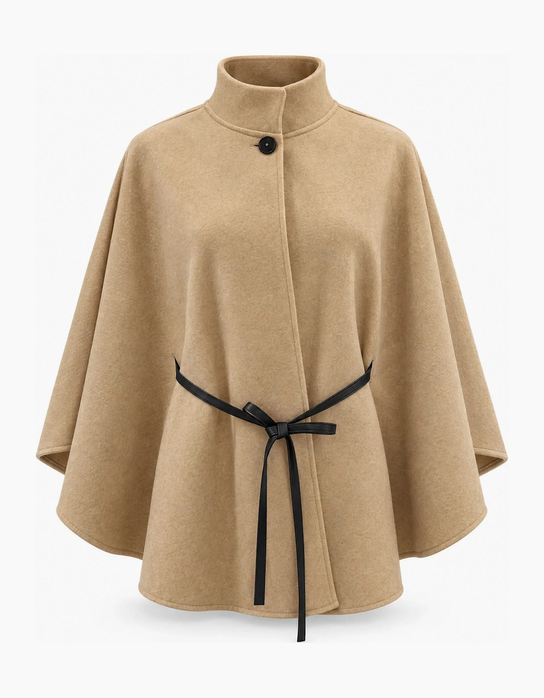 Camel Belted Wrap Cape
