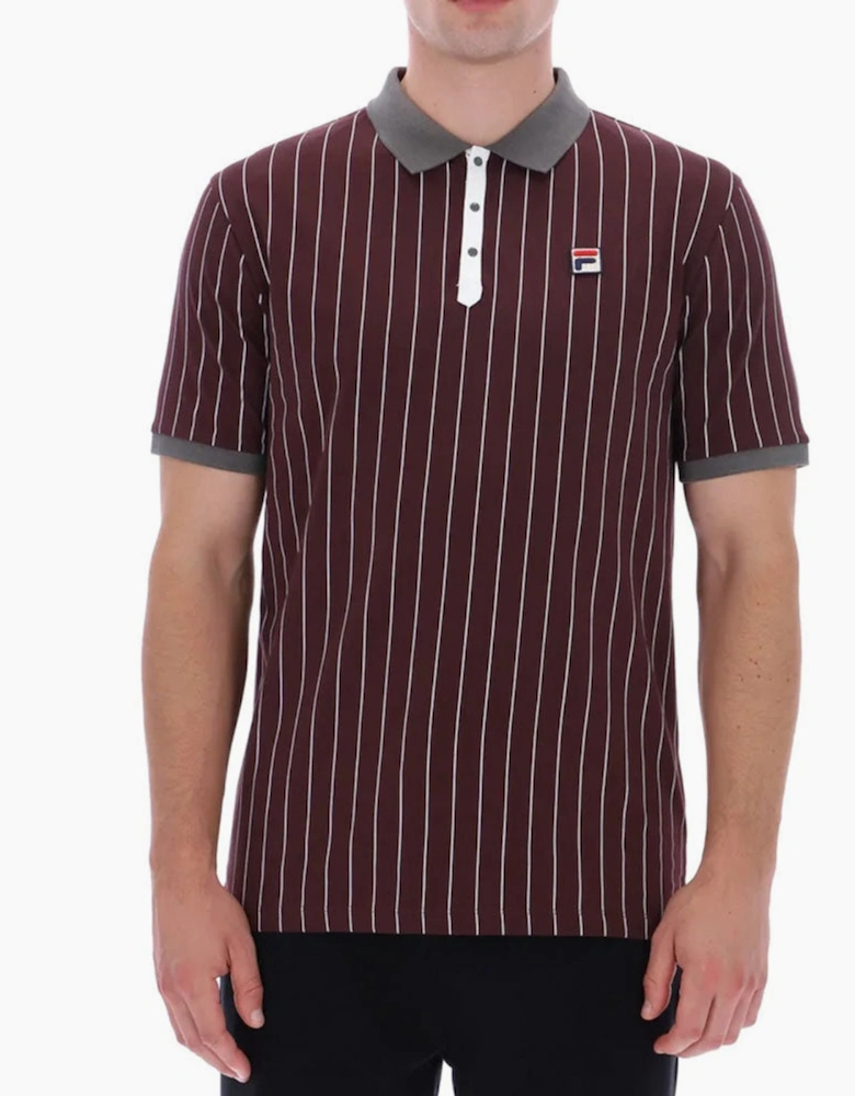 Fila Vintage BB1 Classic Vintage Stripe Polo Shirt - Fudge/Gunmetal/white