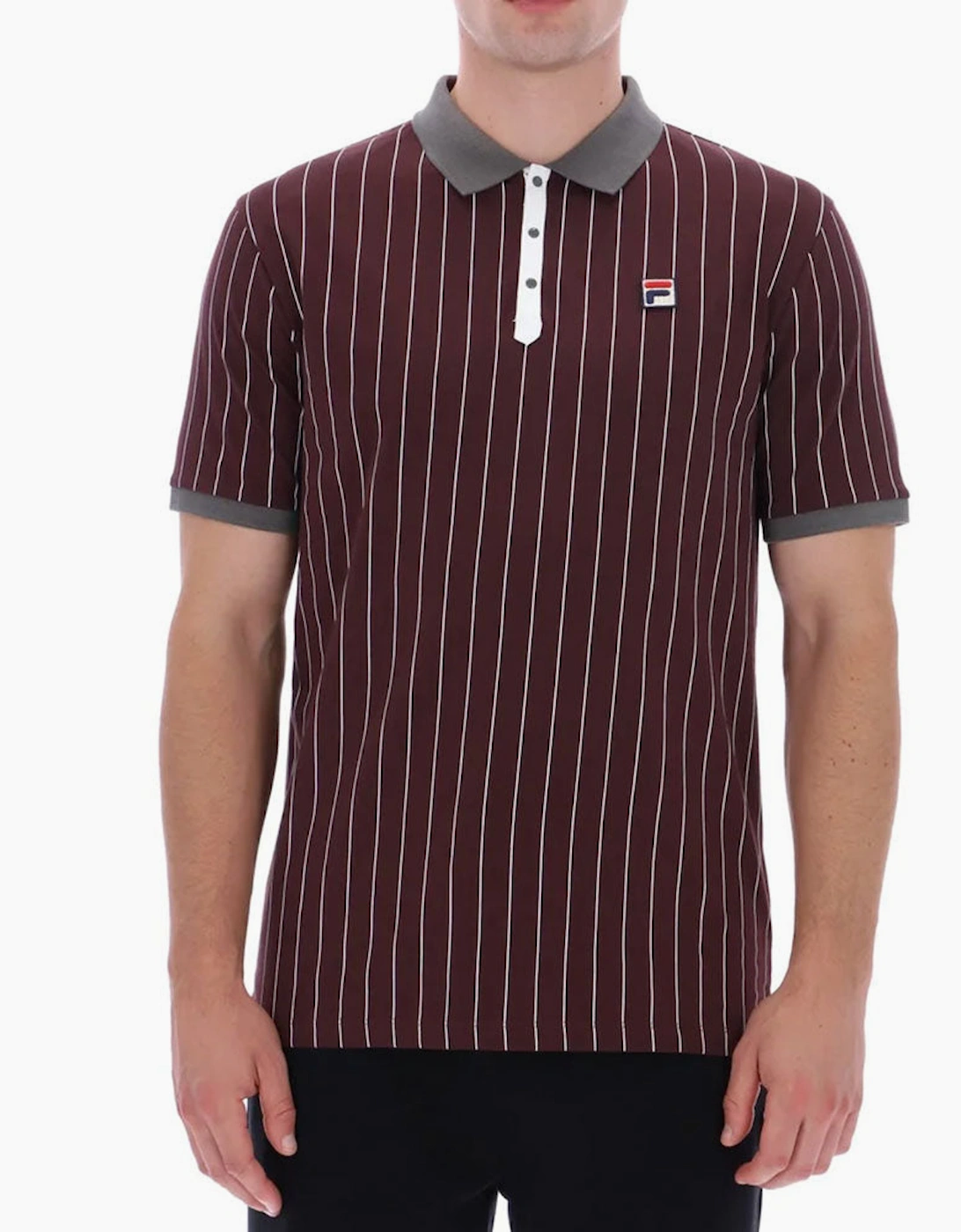 Fila Vintage BB1 Classic Vintage Stripe Polo Shirt - Fudge/Gunmetal/white