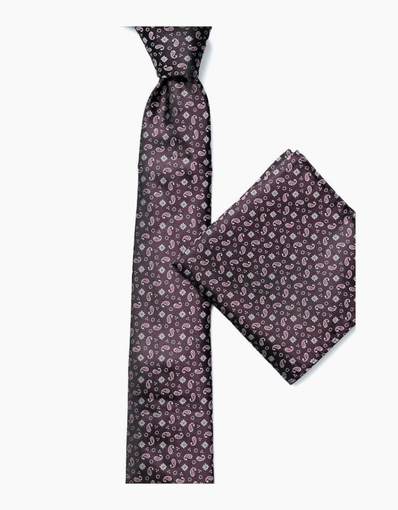 Remus Uomo Tie & Pocket Square 68 Burgandy