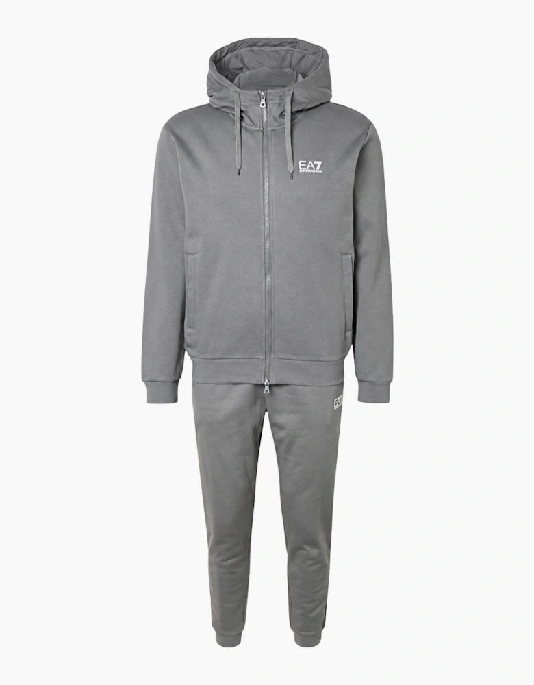 Core ID Zip Hooded Pewter Grey Cotton Tracksuit