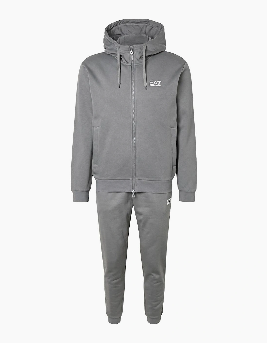 Core ID Zip Hooded Pewter Grey Cotton Tracksuit