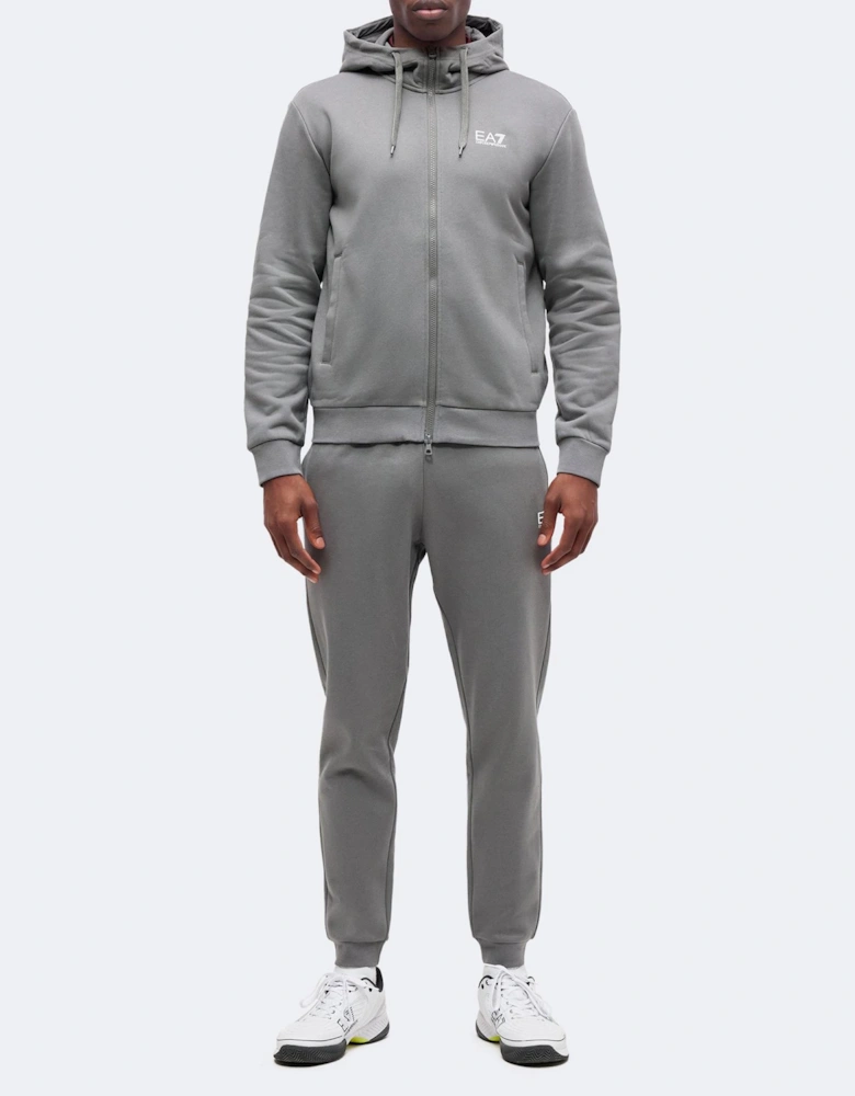 Core ID Zip Hooded Pewter Grey Cotton Tracksuit