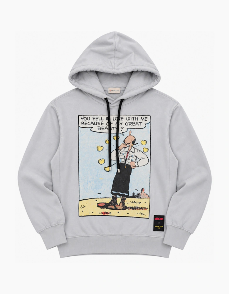 MONCLER GENIUS X OLIVE OYL OVERSIZED GRAPHIC HOODIE PALE BLUE