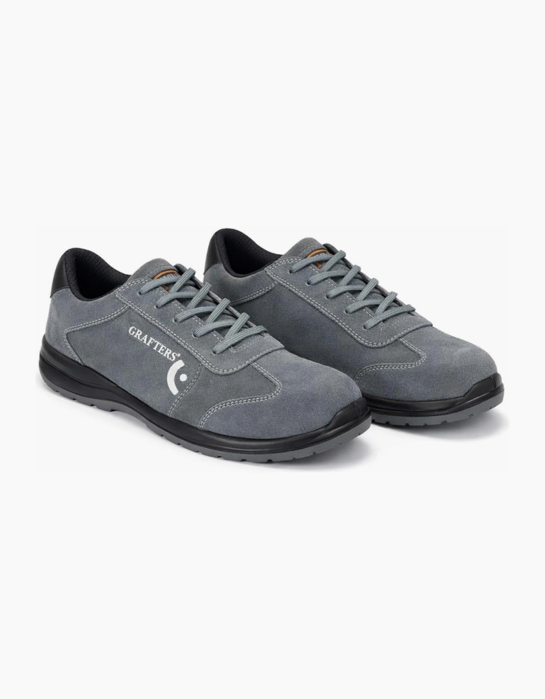 Grafters BOBBY Unisex Suede Steel Toe Safety Trainers Grey