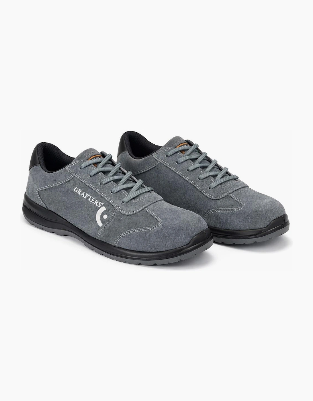 Grafters BOBBY Unisex Suede Steel Toe Safety Trainers Grey