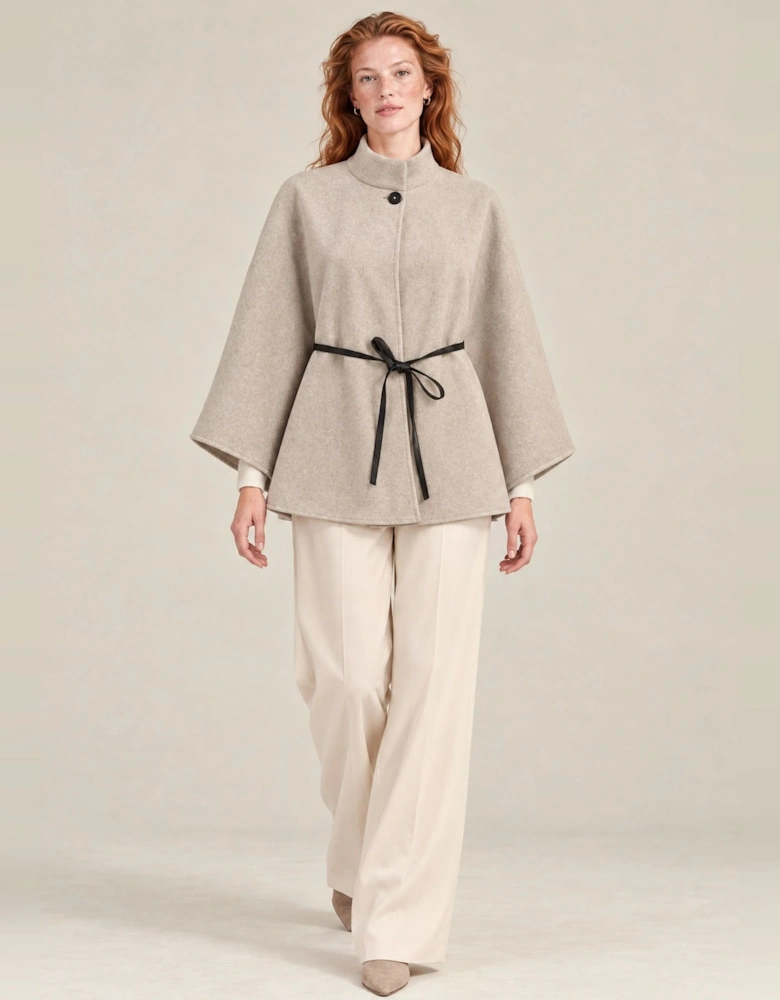 Grey Belted Wrap Cape