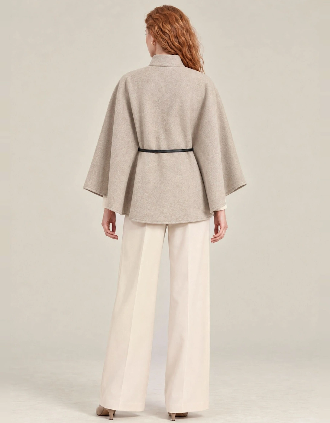 Grey Belted Wrap Cape