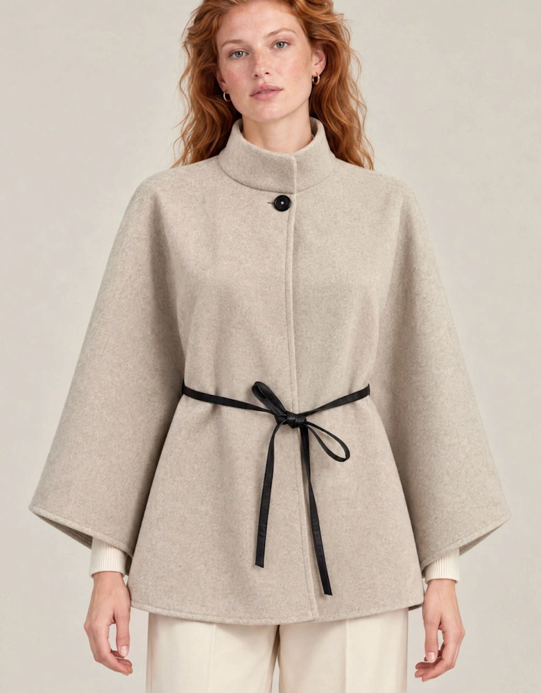 Grey Belted Wrap Cape