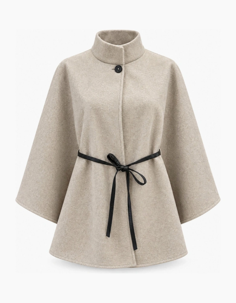 Grey Belted Wrap Cape