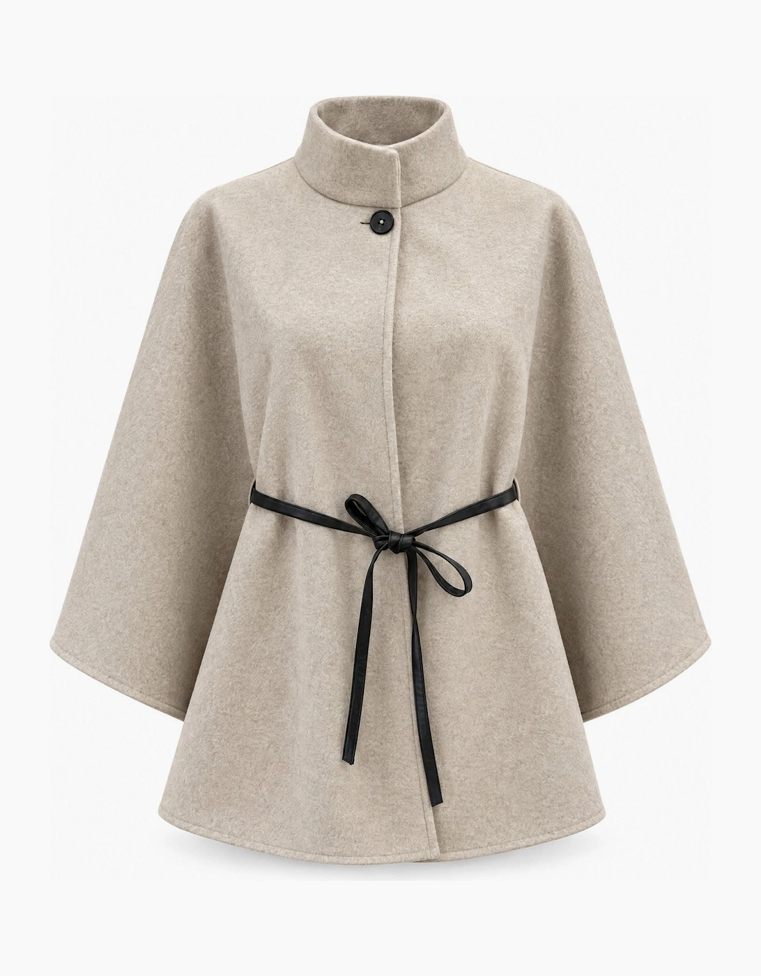 Grey Belted Wrap Cape