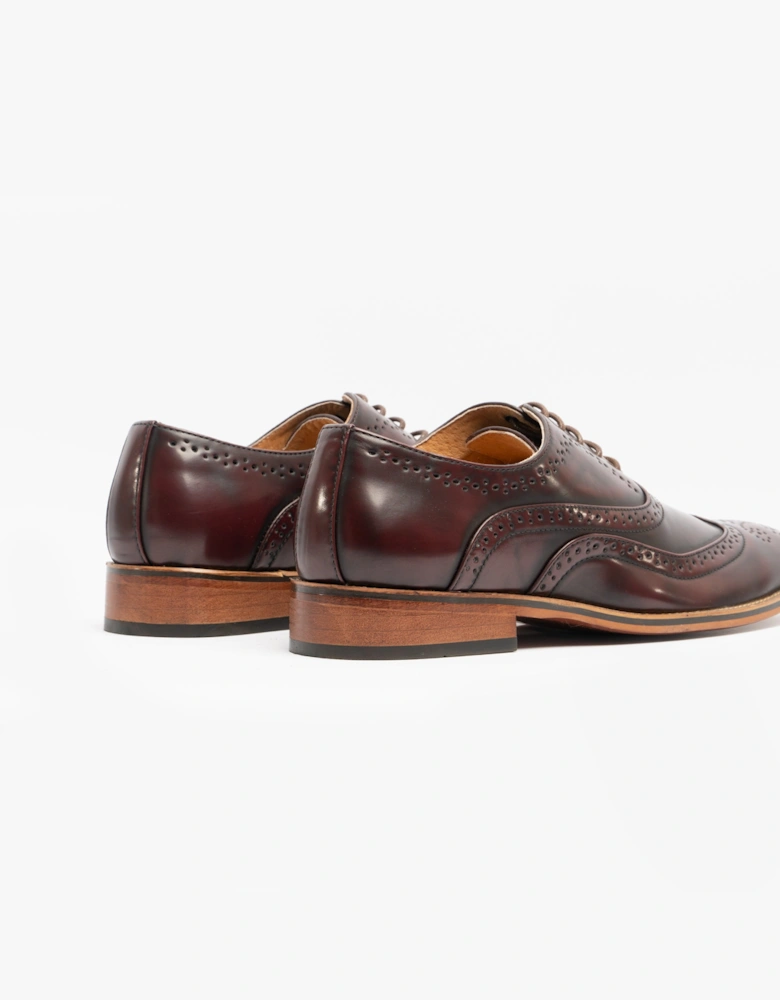 Goor MASON Mens Brogue Oxford Shoes Oxblood