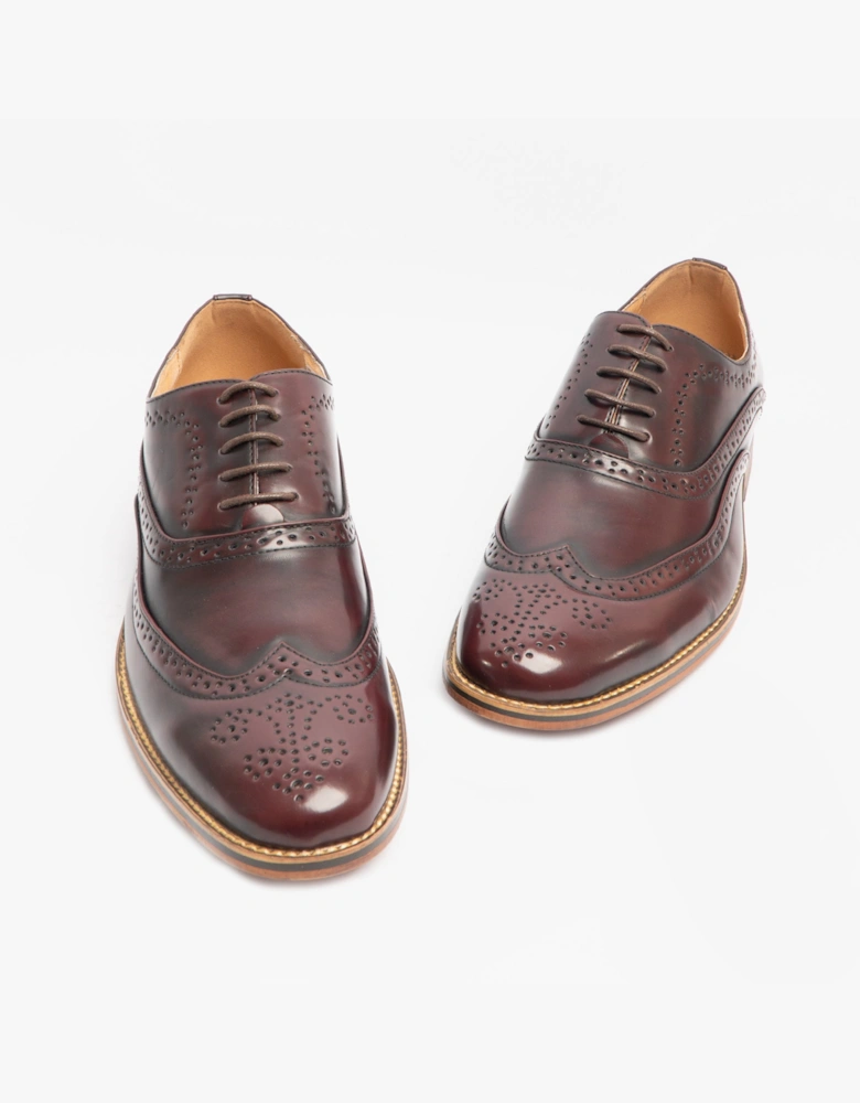 Goor MASON Mens Brogue Oxford Shoes Oxblood