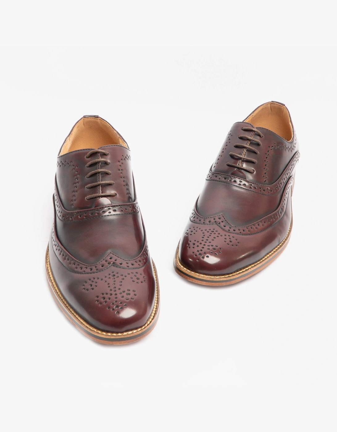 Goor MASON Mens Brogue Oxford Shoes Oxblood