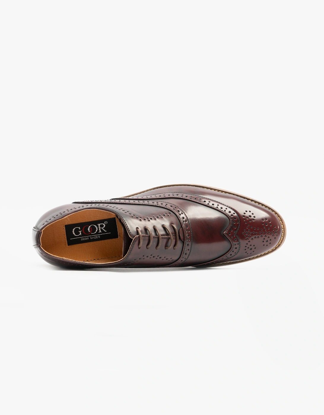 Goor MASON Mens Brogue Oxford Shoes Oxblood