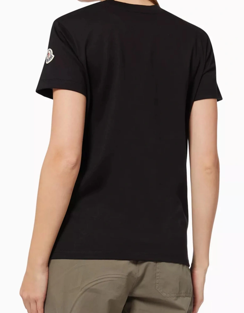 MONCLER REFLECTIVE LOGO TEE BLACK WOMENS