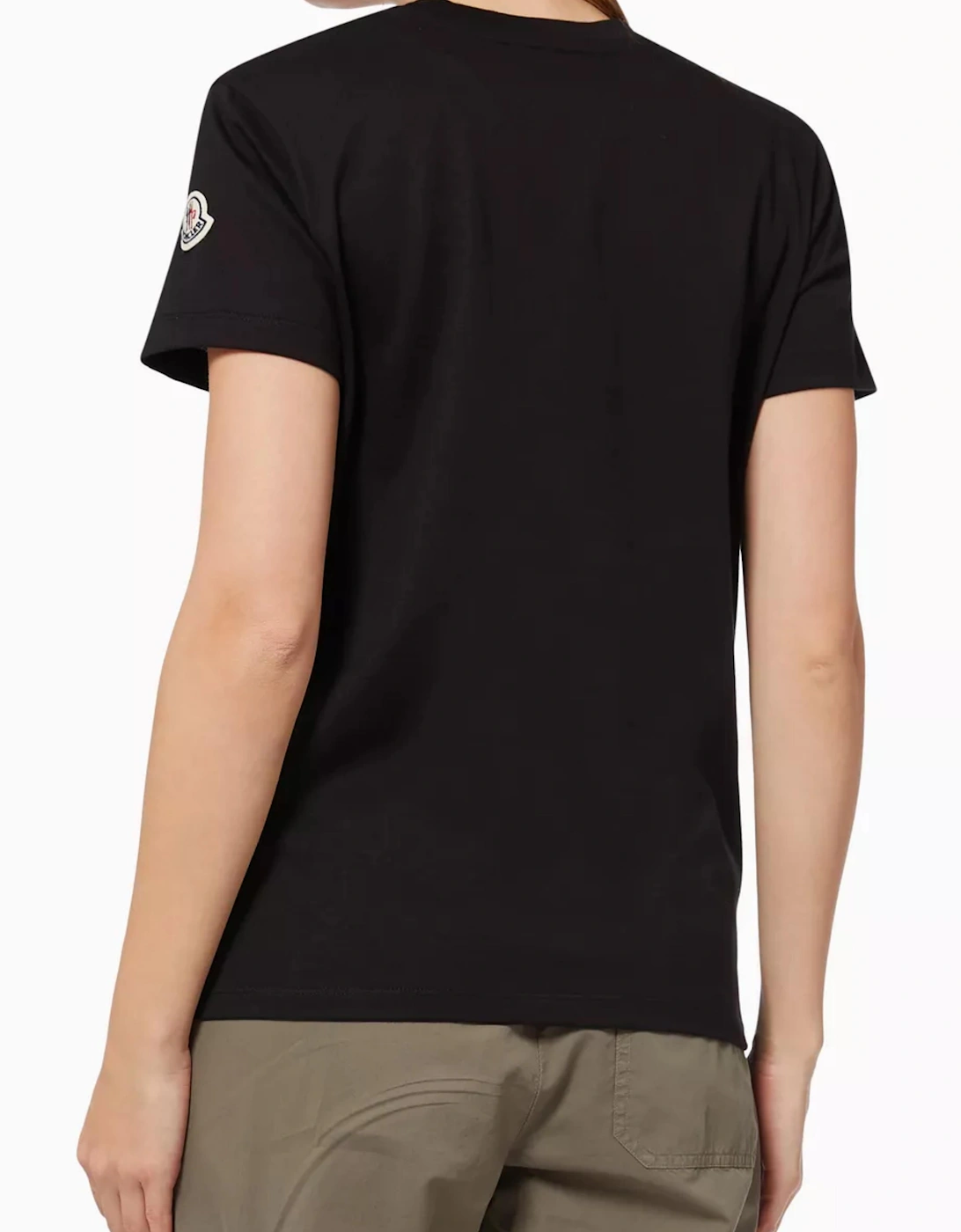 MONCLER REFLECTIVE LOGO TEE BLACK WOMENS