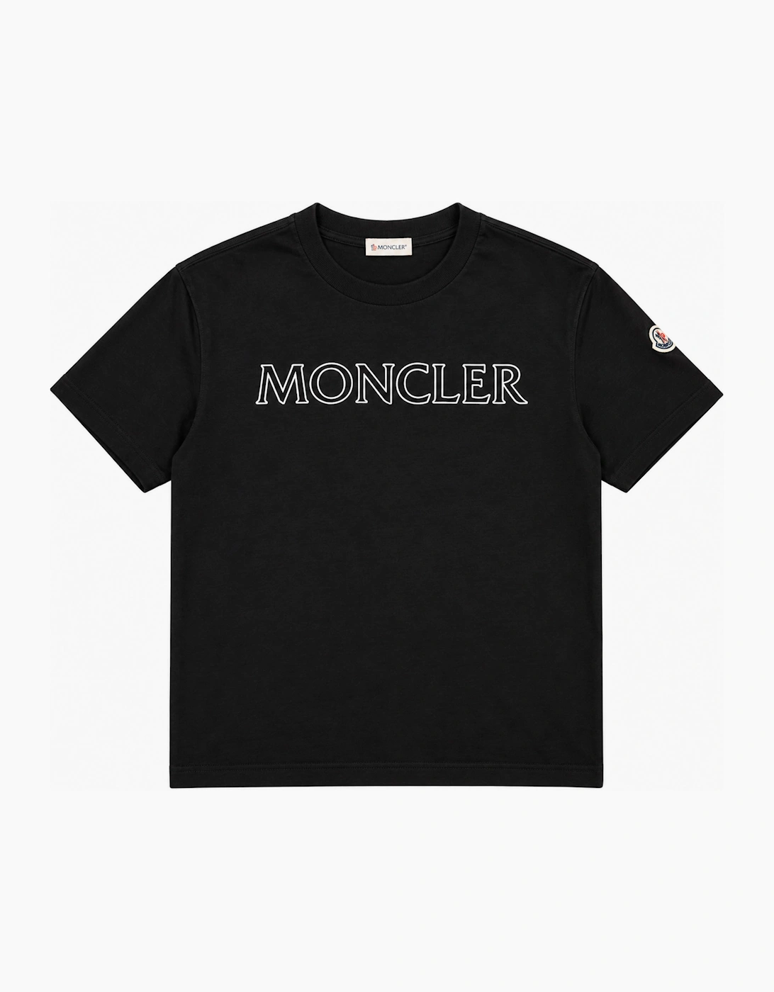 MONCLER REFLECTIVE LOGO TEE BLACK WOMENS