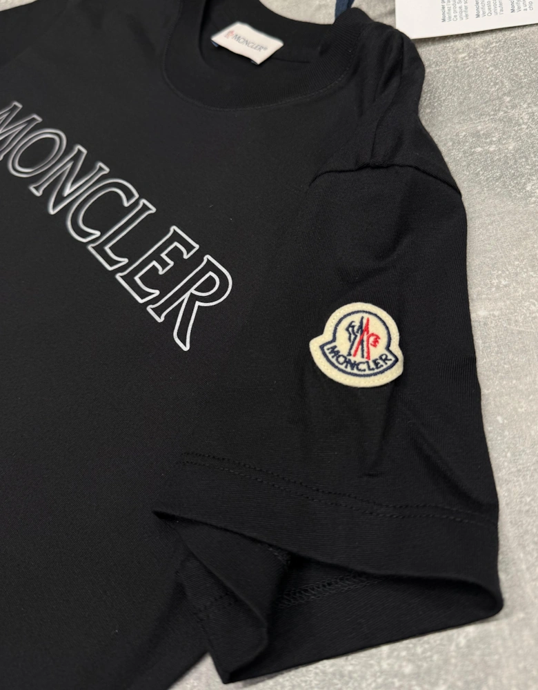 MONCLER REFLECTIVE LOGO TEE BLACK WOMENS