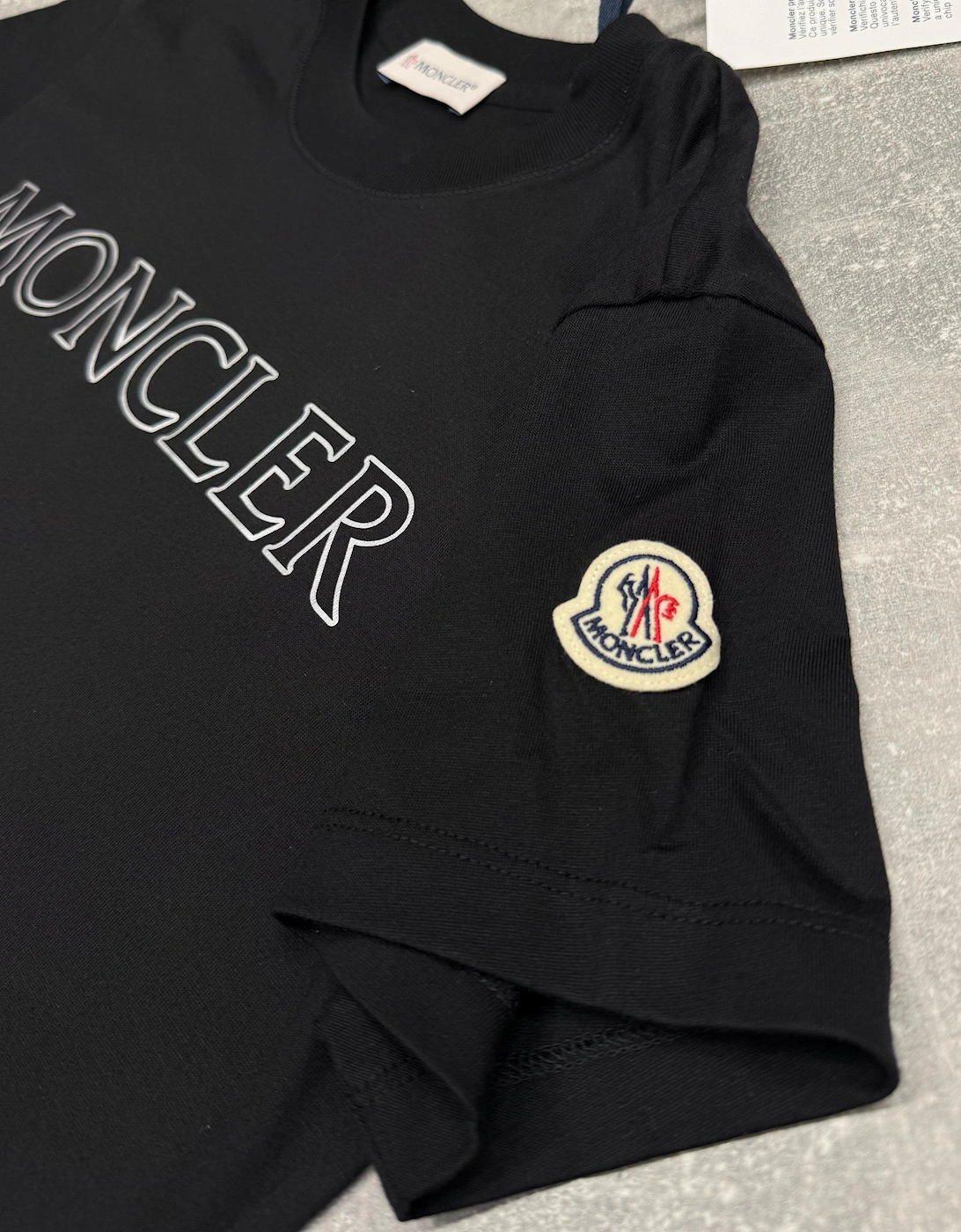 MONCLER REFLECTIVE LOGO TEE BLACK WOMENS