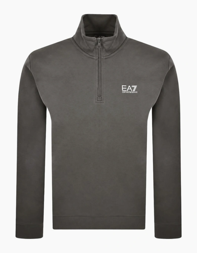 Core Logo Pewter Grey Quarter Zip Sweatshirt