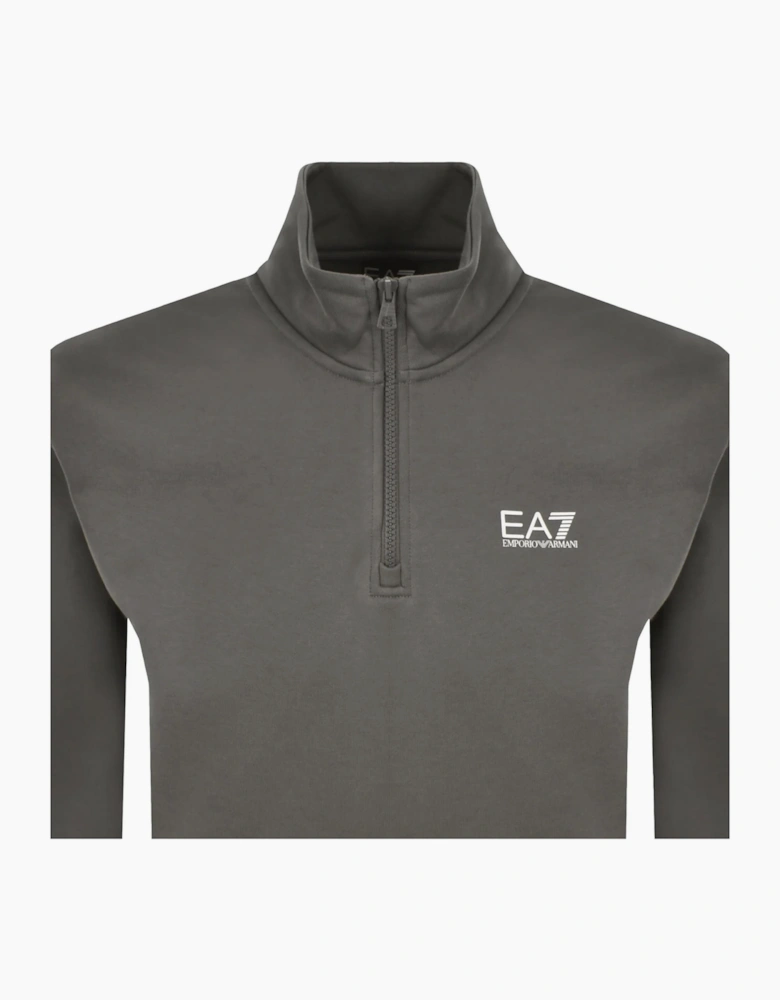 Core Logo Pewter Grey Quarter Zip Sweatshirt
