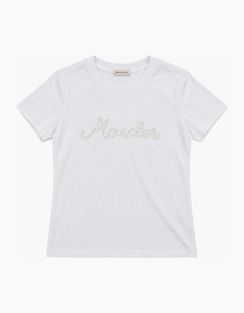 MONCLER SCRIPT THRU LOGO TEE WHITE