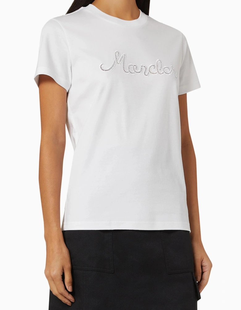 MONCLER SCRIPT THRU LOGO TEE WHITE