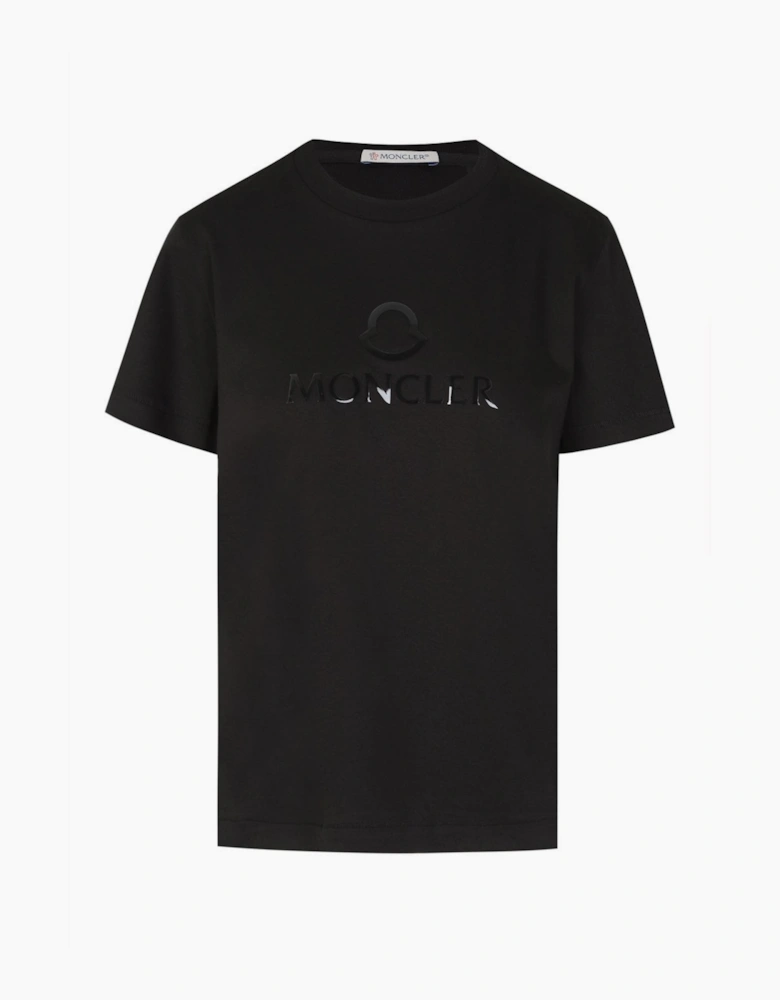 MONCLER RUBBER LOGO TEE BLACK WOMENS