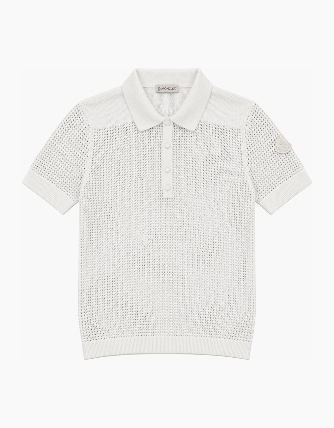 MONCLER WOMENS OPEN KNIT POLO SHIRT IVORY