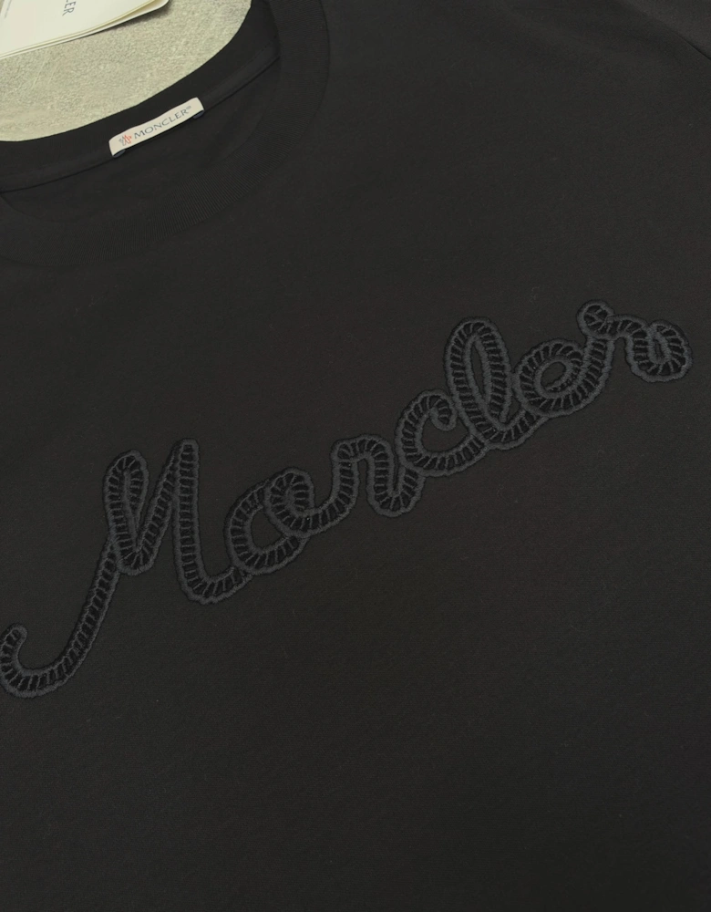 MONCLER SCRIPT THRU LOGO TEE BLACK
