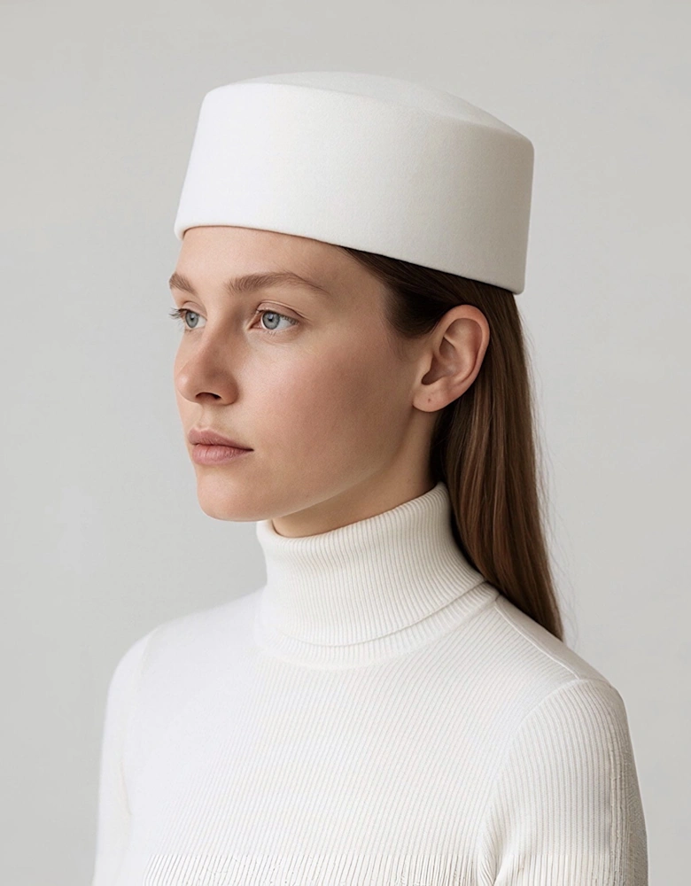 White Wool Pillbox Hat
