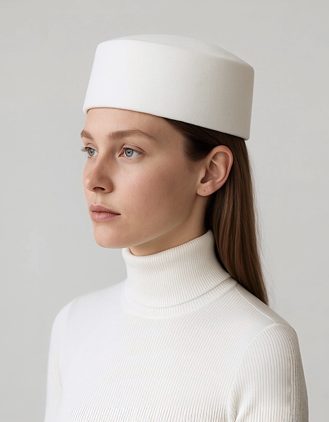 White Wool Pillbox Hat
