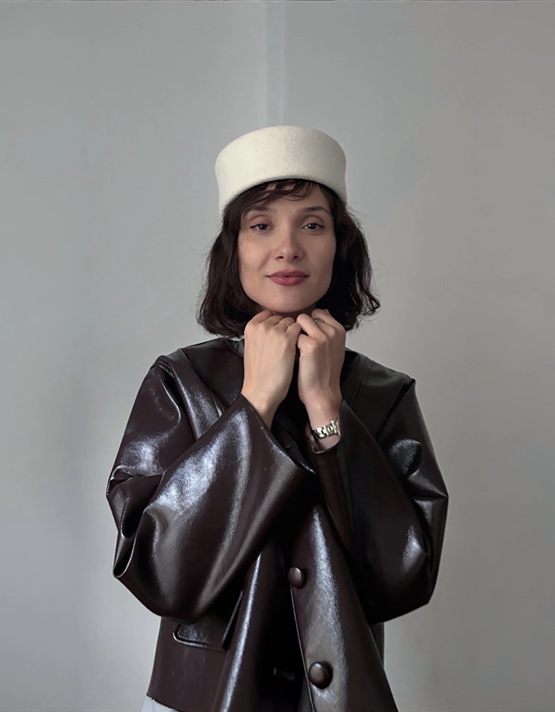 White Wool Pillbox Hat
