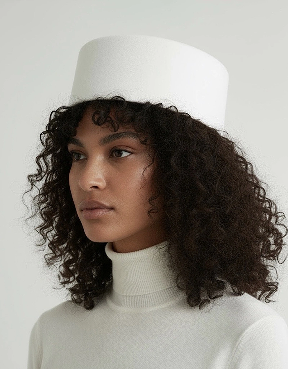 White Wool Pillbox Hat