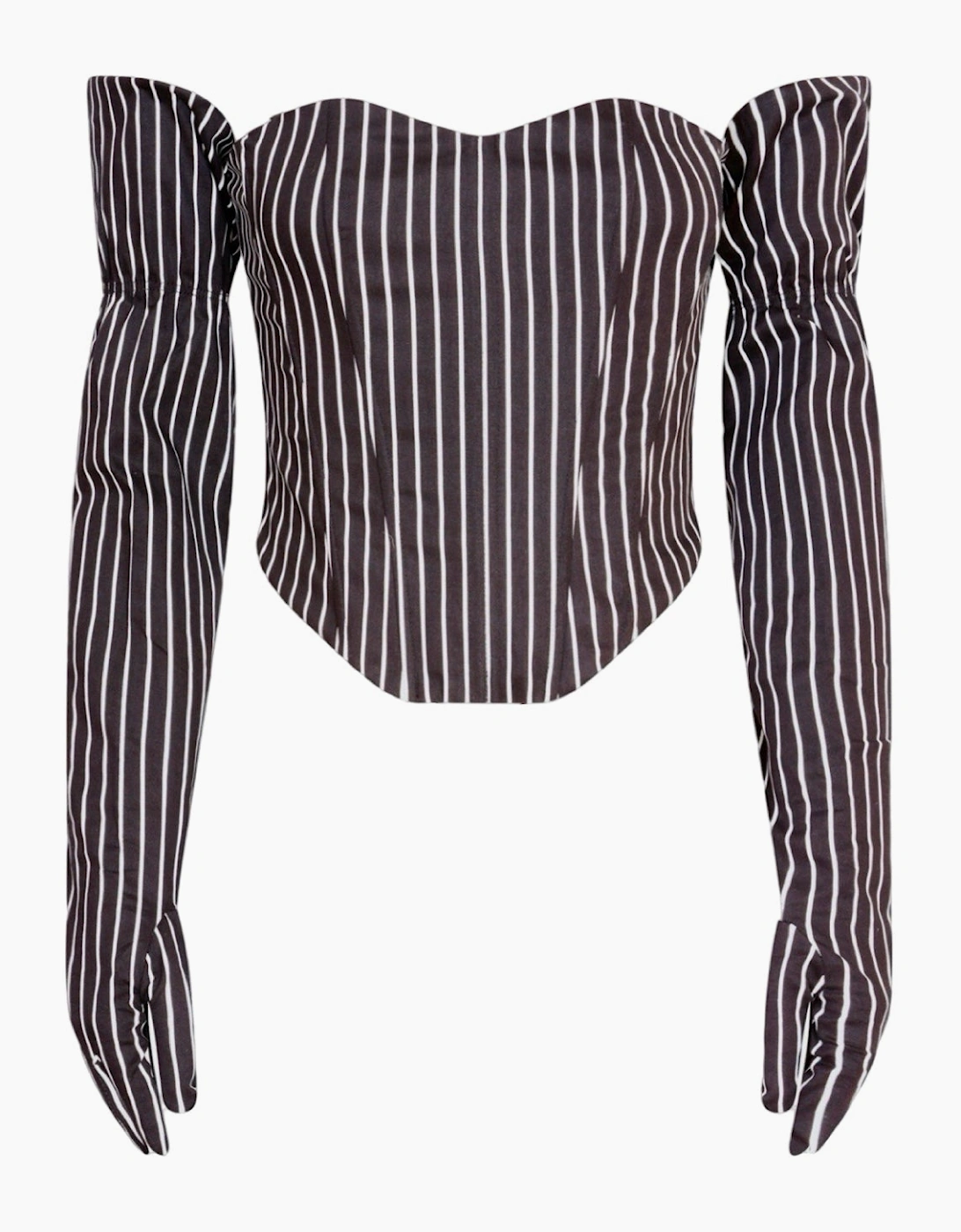 Black Pinstripes Sweetheart Corset With Long Gloves