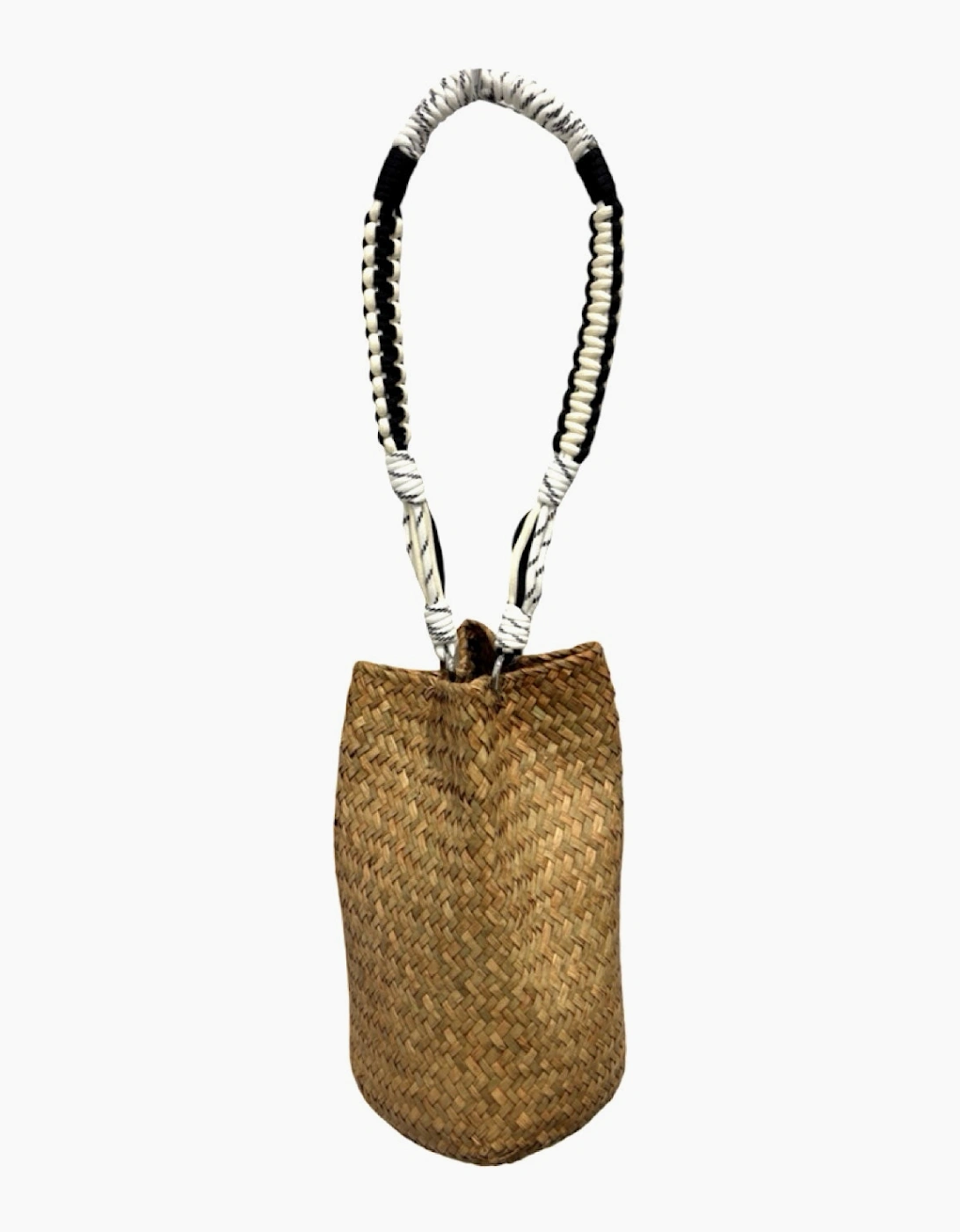 Woven Straw Bucket Bag With Braided Strap