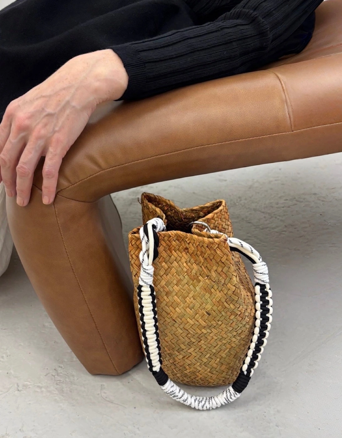 Woven Straw Bucket Bag With Braided Strap