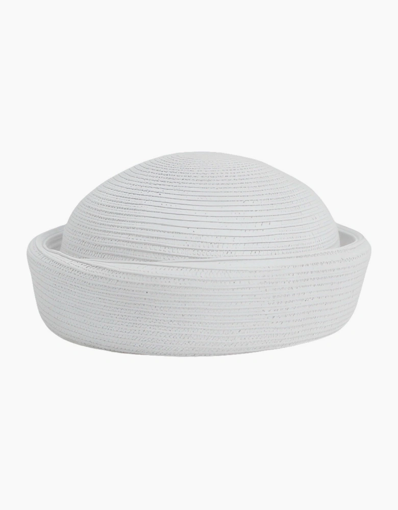 White Straw Pillbox Hat