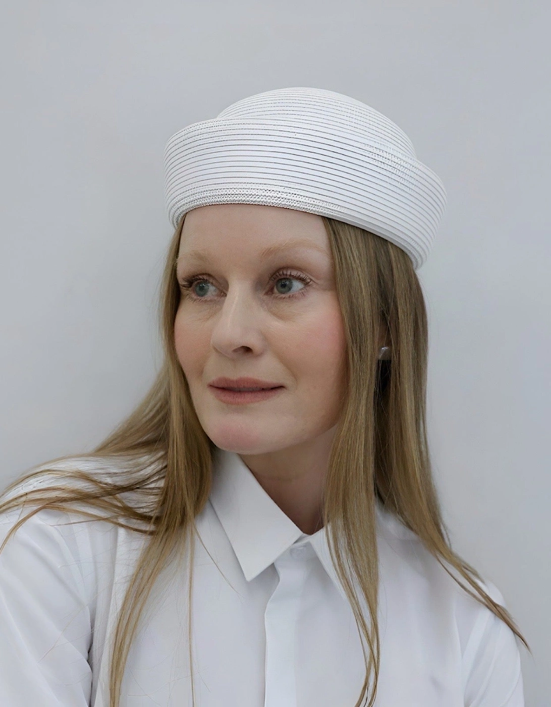 White Straw Pillbox Hat